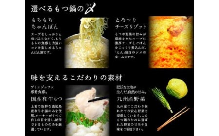 国産 和牛 辛もつ鍋 野菜なし(4～5人前)選べる〆(とろ～りチーズリゾット)