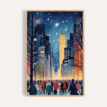 歡樂耶誕城市風格 / 冬夜之光 聖誕掛畫 海報 無框畫