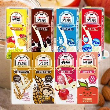 光泉 高鈣／低脂高鈣／巧克力／果汁／麥芽／蘋果牛乳(200ml) 款式可選【小三美日】 DS022864 早餐