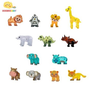 【ScienceBaby】動物磁力公仔(一套13款)｜磁力片配件｜動物模型 磁吸玩具 兒童磁鐵玩具 扭動公仔 益智玩具