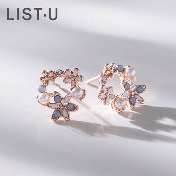 [快速出貨]心花朵朵開🥰【List.U】花團錦簇｜耳環 - 玫瑰金, 純銀耳針  (享免費包裝)女生禮物 情人節禮物 氣質手鍊 母親節禮物 心意禮物