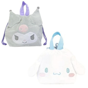 小禮堂 Sanrio 三麗鷗 絨毛造型濕紙巾手提午餐袋 (大臉款) 酷洛米 大耳狗
