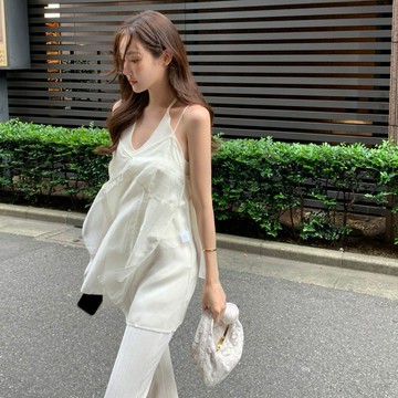 ˏˋ 𝐻𝑒𝑦 𝑆𝑝𝑟𝑖𝑛𝑔 - ̗̀ 🌷⛅️ ̖́‎韓國chic 夏季新款休閒氣質設計感吊帶衫