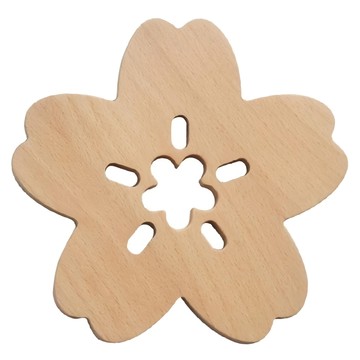 SALUS 佐藤金屬 天然木花朵隔熱墊 櫻花  木頭色  1個