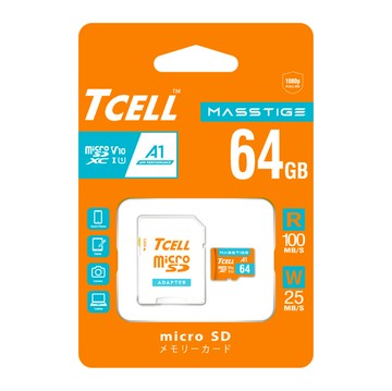 TCELL冠元 MicroSDHC MASSTIGE A1記憶卡-64GB