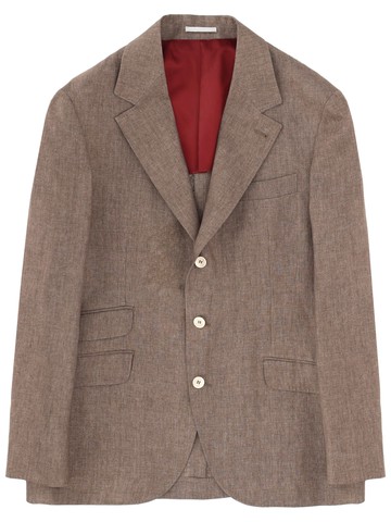 brunello cucinelli single-breasted linen jacket