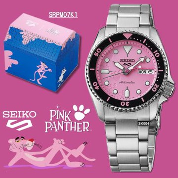 SEIKO精工 限量款 5 SPORTS 粉紅頑皮豹 SK004(SRPM07K1/4R36-18B0P)