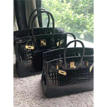 2024新款鱷魚紋鉑金包時尚百搭方形大容量真皮女包純色女士托特包