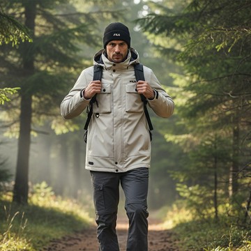 FILA 男防水透濕高機能外套-灰卡其 1JKZ-5102-GY