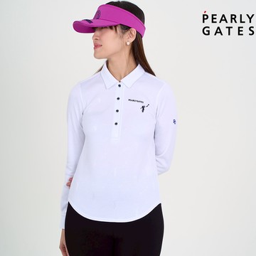 【ṔEARLY GATES】女款白色吸水速乾具伸縮性輕盈舒適長袖POLO衫 JLTS61112