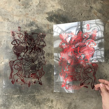 馬年開運門神春聯/官升三級與中醫八法寶門神/左右一對/賽璐璐片