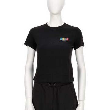 Puma 流行系列PT 女款 黑色 亞規 Logo 運動 休閒 T恤 短袖 63298501