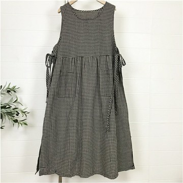 【巴黎精品】現貨+預購 連身裙日系洋裝大尺碼長裙連衣裙A字裙休閒大碼女裝-格子寬鬆背心裙女裙子3色a1ed10