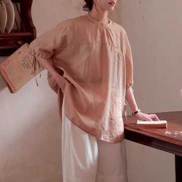 中大尺碼 襯衫 寬鬆文藝綁帶中長版襯衫【015046】MAY14｜4色 19LADY〔現貨〕
