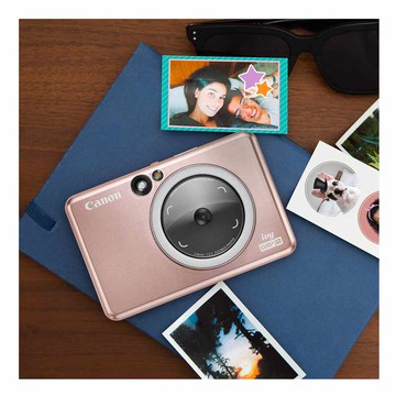 Canon IVY CLIQ +2相片印表機 相片即貼紙 Instant Camera Printer 玫瑰金/深藍 [2美國直購]