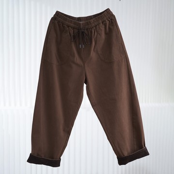 卷邊抽繩寬鬆九分褲365173