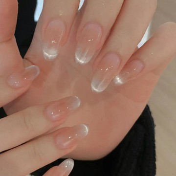 愛依依 美甲 戴甲 甲片新款法式微笑貓眼冰透腮紅手工穿戴甲顯白溫柔氣質百搭可卸美甲貼片-12990.