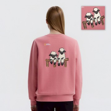 女裝 綿羊印花 衛衣 - 粉紅色