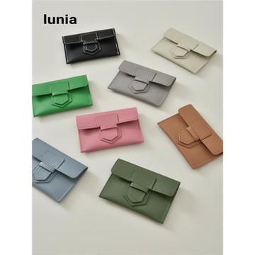 lunia原創輕薄卡包素皮名片夾日韓簡約名片包迷你口袋卡夾ins草綠