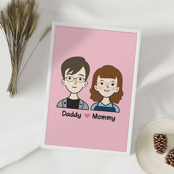 客製人像畫 / 送白色細相框 (可愛風)