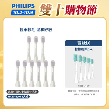 【飛利浦 PHILIPS】Sonicare輕柔系列專用 輕柔舒敏刷頭3入組(白) HX2013/01｜官方直營