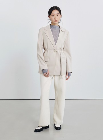 經典不對稱領綁帶西裝外套