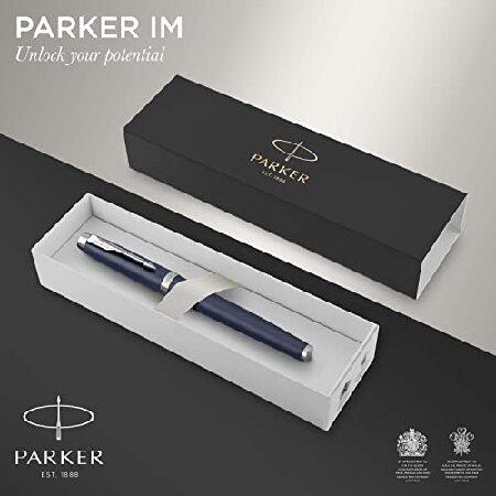 (Rollerball Pen, Gift Box, Matte blue Chrome Trim) PARKER IM Rollerball Pen, Matte Blue with Fine Point Black Ink Refill (1931661)