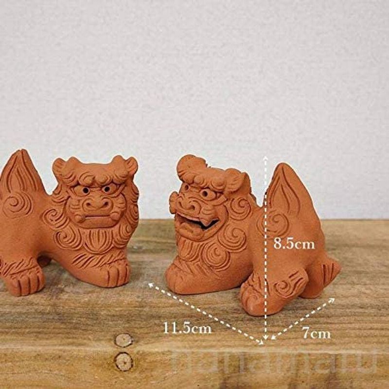 シーサー 置物 おきもの 素焼き 手造り小横(高さ8.5cm) 琉球焼 朝日陶器 置物 玄関 シーサーの置物 沖縄陶器 やちむん 通販  LINEポイント最大0.5%GET LINEショッピング