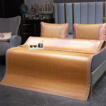 藤席冰絲涼席三件套夏季家用雙面折疊空調軟席學生宿舍草席子批發