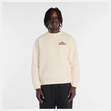 NEW BALANCE NB 長袖上衣 男 大學T 寬鬆 美規 米白 MT61U6IQAGA