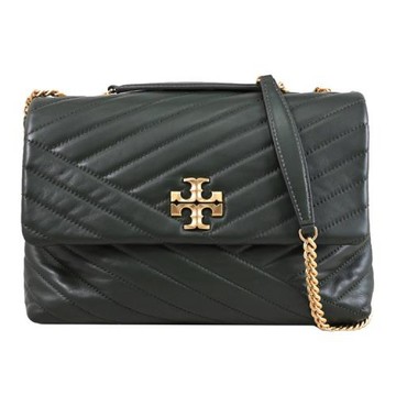 TORY BURCH 90446 KIRA 絎縫軟皮翻蓋肩背/斜背鏈條包.灰綠