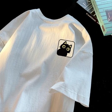 【台灣出貨】純棉T恤 衣服 大尺碼男裝 日系男裝 短袖上衣 五分袖 圓領 短t oversize 印花T恤 4EGV