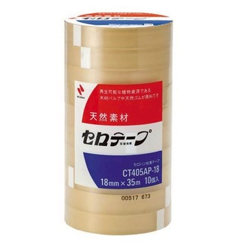 NICHIBAN 日絆 植物系 環保可撕 百格 玻璃紙膠帶 18mm x 35M 日本製 10捲/束 CT-405AP-18｜領券最高折$220