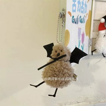台北發貨原創ins圣誕小眾可愛毛絨鑰匙扣卡通包包掛件玩偶掛飾品禮物情侶wnldi96