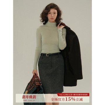 誰桃子100%澳洲羊毛高領打底衫