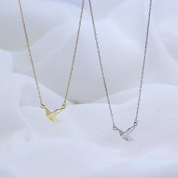 眼觀許愿千紙鶴項鏈女簡約冷淡風choker鎖骨鏈純銀頸鏈一款多戴1入