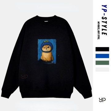 【超絕質感！台灣出貨】印花大學T 美式長袖復古大學t 男女可穿 寬鬆大學t 秋冬上衣男生衣服 保暖 圓領 長袖