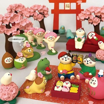 日式貓咪可愛櫻花公仔DIY樹脂工藝品小擺件