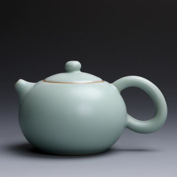 輕奢仿宋汝窯茶壺陶瓷手工單壺辦公冰裂開片可養汝瓷泡茶功夫茶具