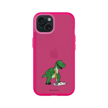 iPhone 15 Clear 粉漾桃 - 迪士尼-玩具總動員 Toy Story - 抱抱龍打電玩