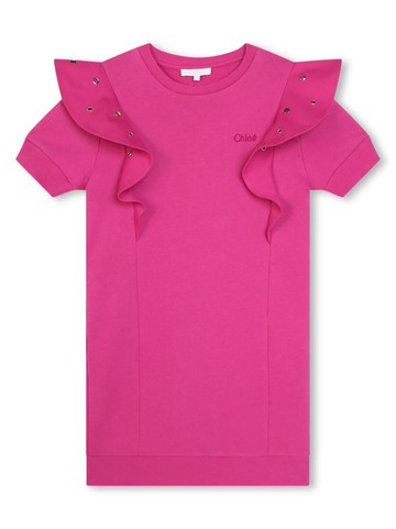 Chloé Kids - eyelet-detailing organic cotton dress - kids - Organic Cotton - 10 - Pink