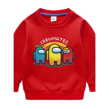 童裝Among us太空狼人殺冬季兒童加絨全棉長袖T恤衛衣中大童加厚