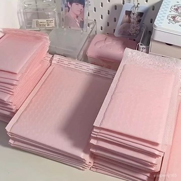 ✦限時瘋搶✦ins僊女加厚粉色氣泡袋共擠信封泡沫包裝袋小卡打包手機防震防水