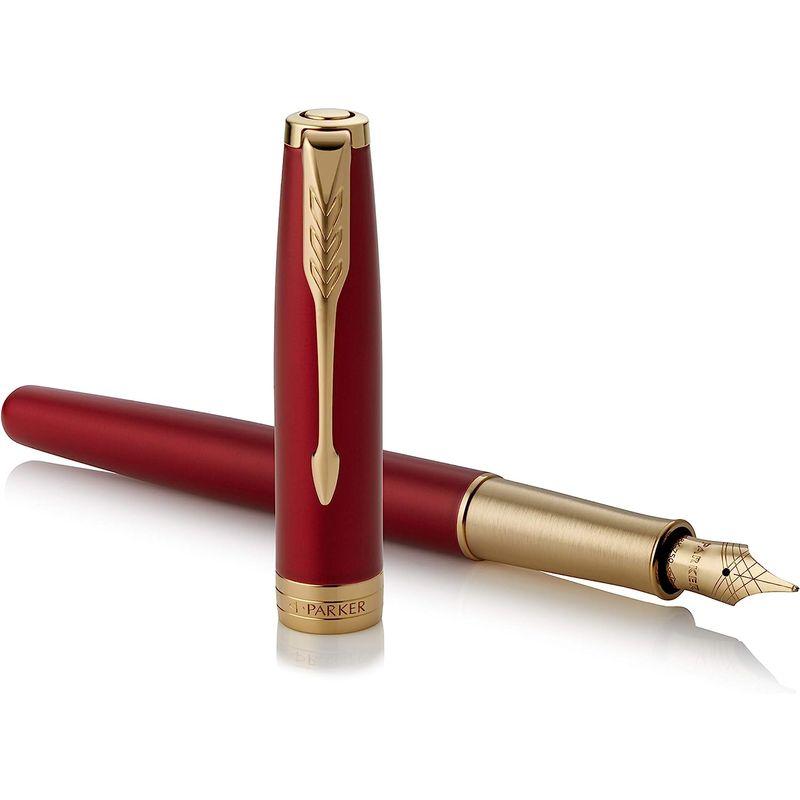 PARKER パーカー 万年筆 F 細字 ソネット レッドGT 1950773 両用式 正規輸入品 約146mmx9mm