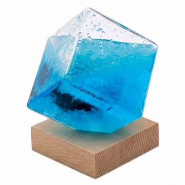 上手家居 晴雨預報瓶/天氣瓶 方形 + 底座  藍色  天氣瓶 6 x 6cm + 底座 6.5 x 6.5 x 2cm