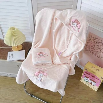 臺灣/現✨ 浴巾 毛巾 洗澡巾 擦手巾可愛美樂蒂浴巾三件套粉色可愛比純棉吸水加大ins風浴巾女不掉毛