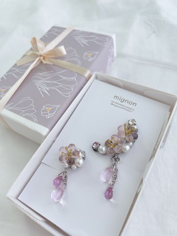 櫻花耳夾三件組 玻璃耳環 櫻花耳飾 捷克玻璃 櫻花 耳夾