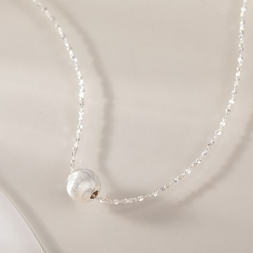 [925純銀]清晨露珠簡約圓珠項鍊【SL1031】-銀