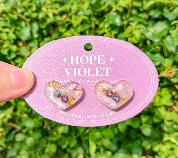 雲朵天空色彩心型耳環- Enchanted