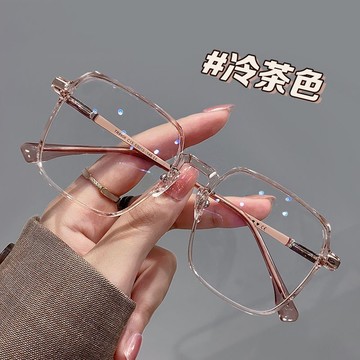 ✨清新甜美 時尚眼鏡 0度變色韓版平光眼鏡  復古金絲平光眼鏡 女生眼鏡 文藝範 純欲風 顯臉小 大方框 多边形眼镜